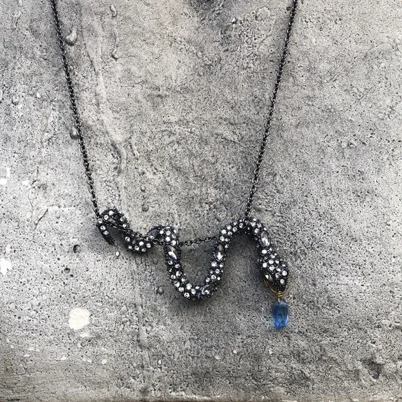 Alexis Bittar snake necklace with blue drop - Picture 9 of 10